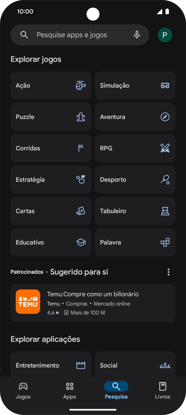 Prima a caixa de pesquisa.