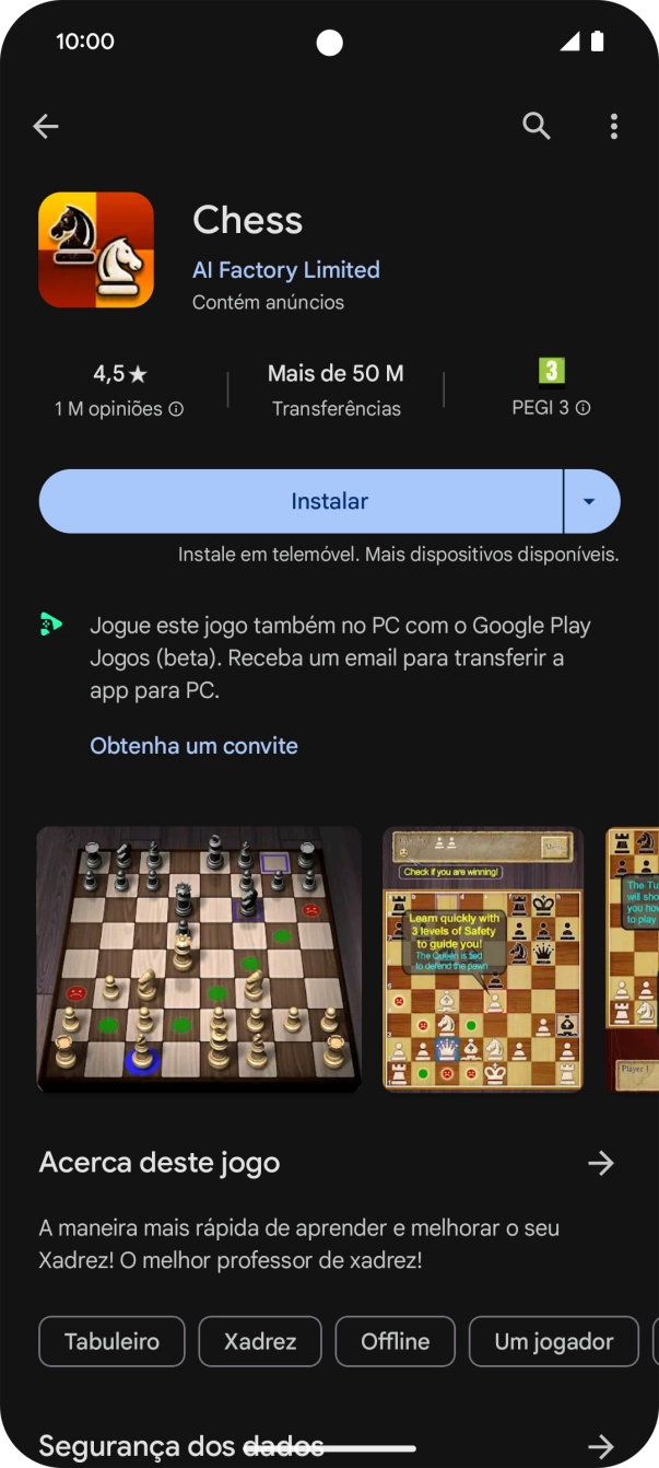 Prima Instalar e siga as indicações no ecrã para instalar a app.