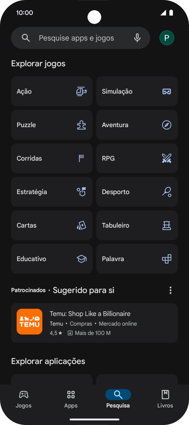 Prima a caixa de pesquisa.