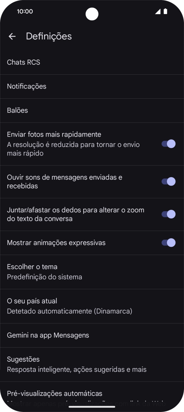 Prima Gemini na app Mensagens.
