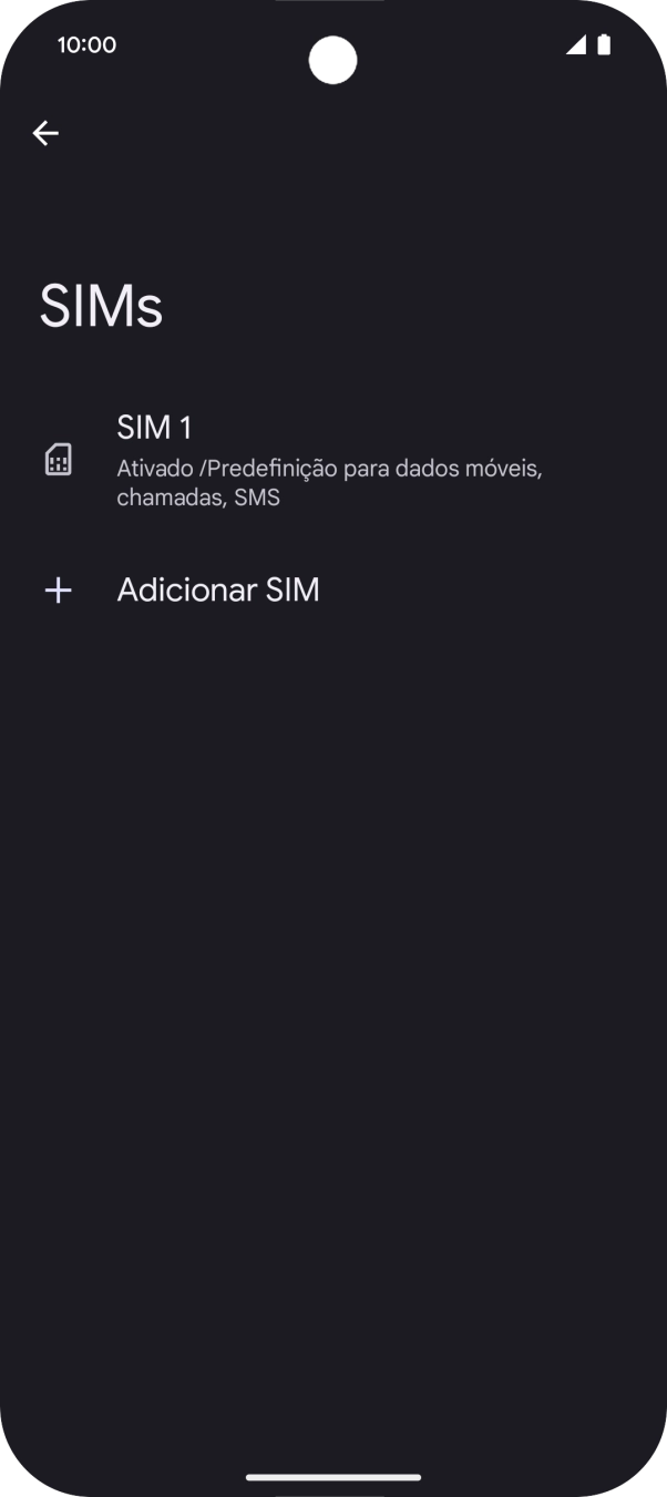 Prima o nome do cartão SIM.