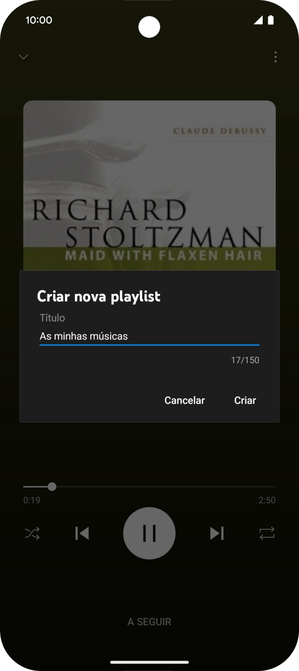 Introduza o nome pretendido para a lista de reprodução e prima Criar.