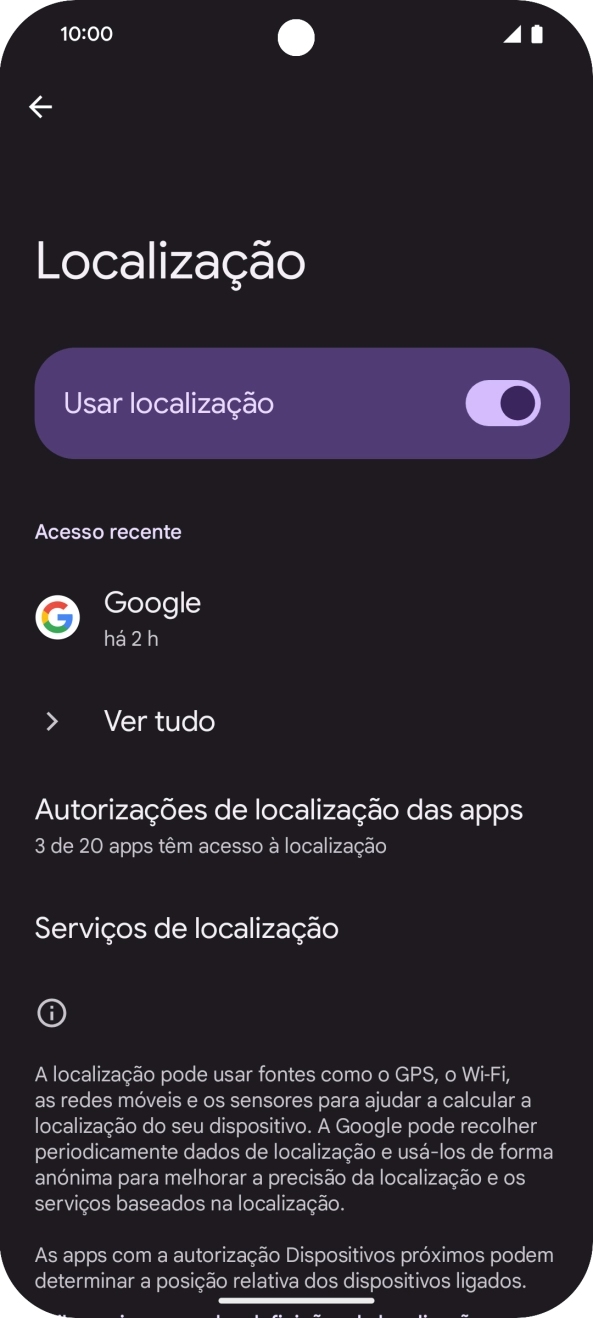 Prima Autorizações de localização das apps.