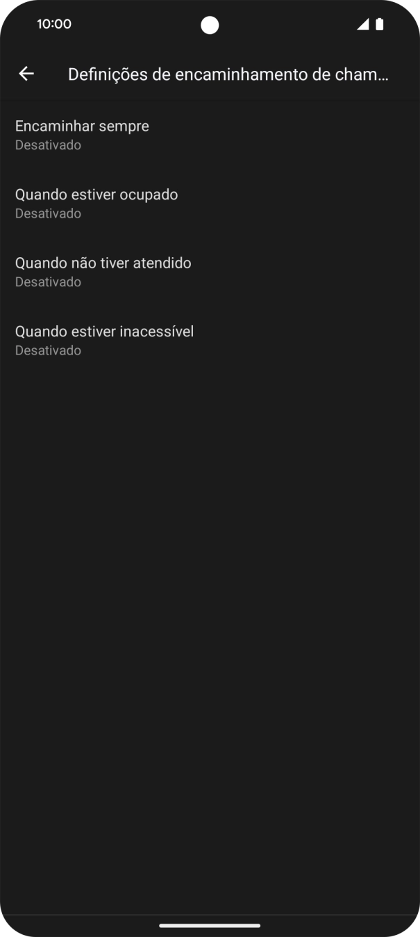 Prima o tipo de desvio pretendido.