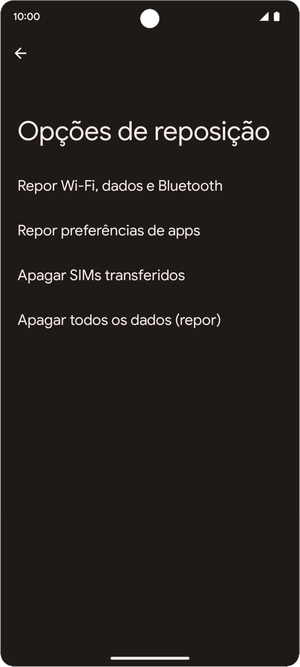 Prima Apagar todos os dados (repor).