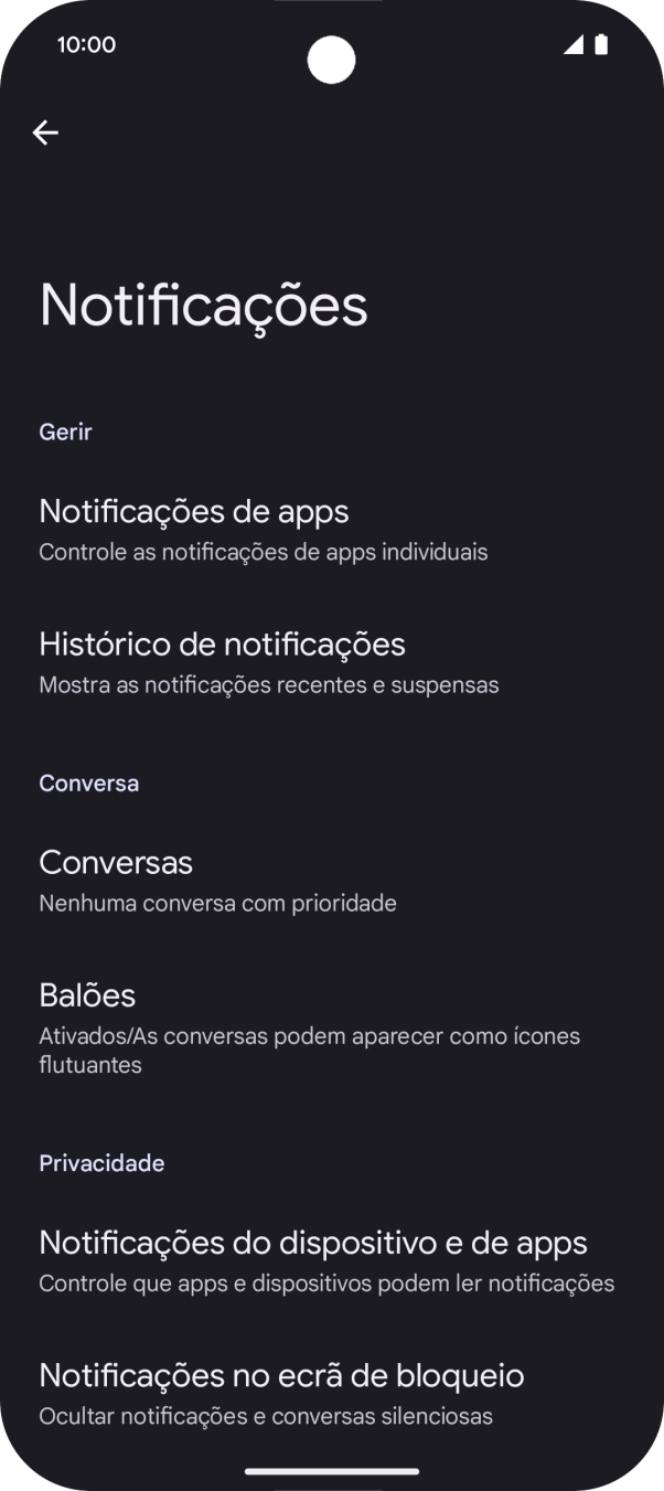 Prima Notificações de apps.
