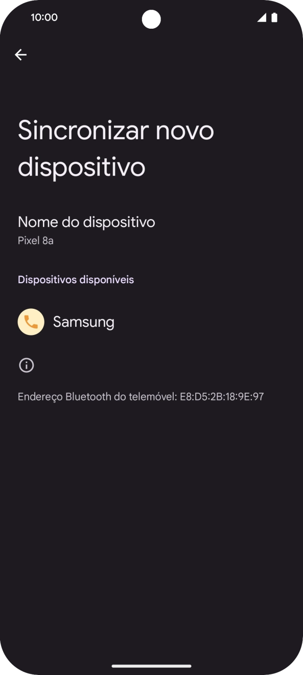 Prima o dispositivo Bluetooth pretendido e siga as indicações no ecrã para emparelhar o dispositivo pretendido com o telefone.