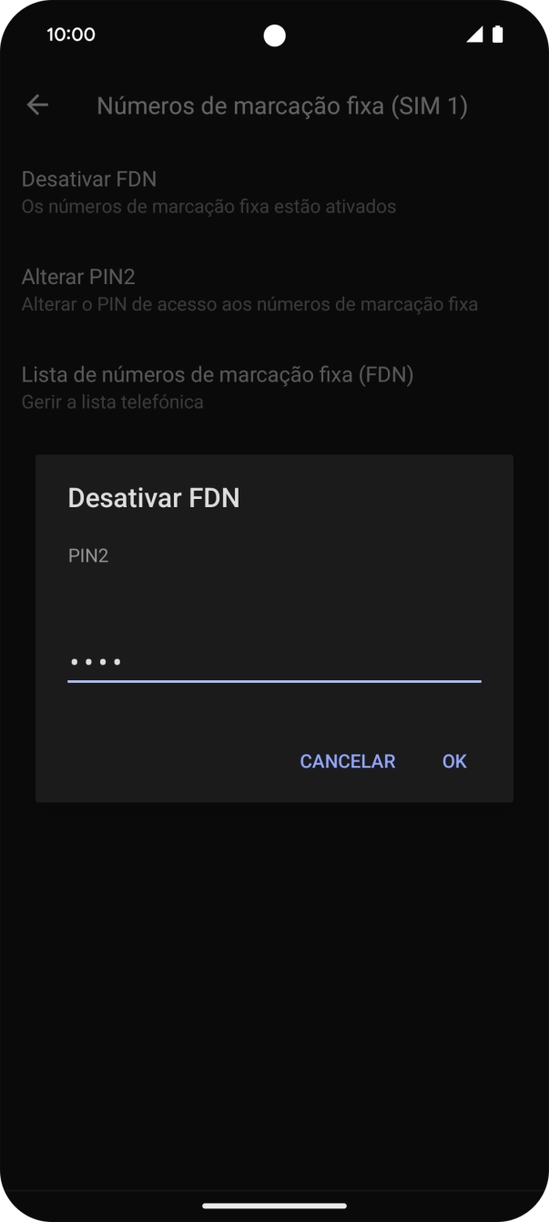 Introduza o código PIN2 e prima OK.