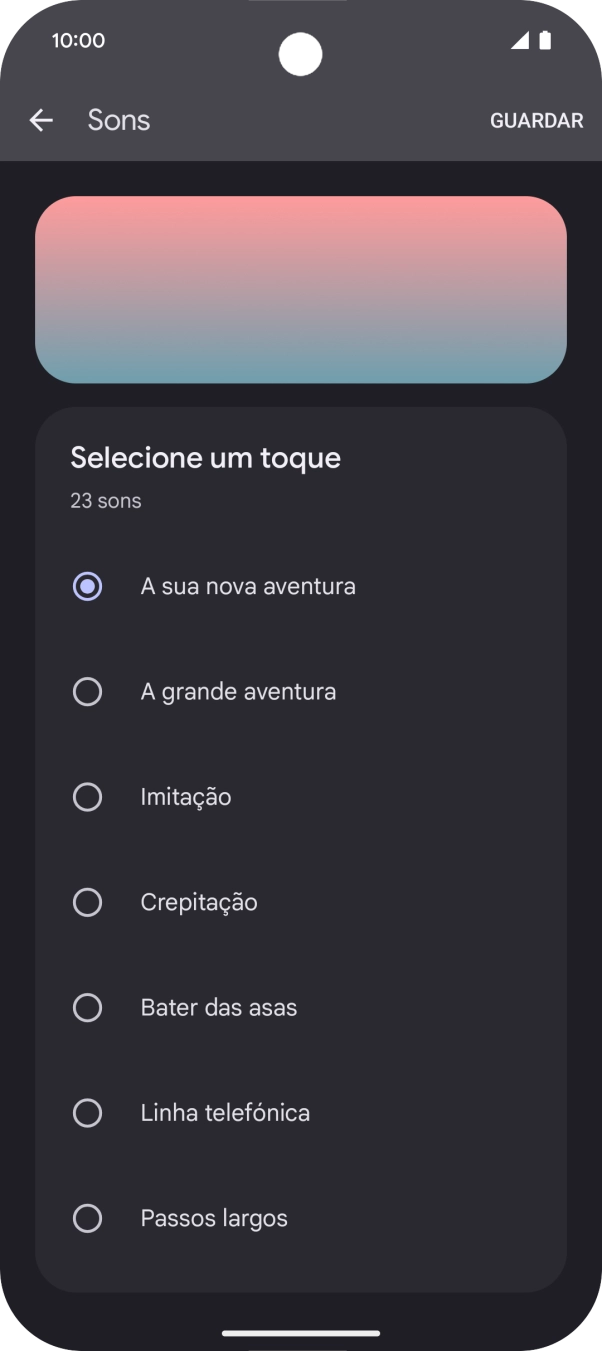 Prima os tons de toque pretendidos para os ouvir.