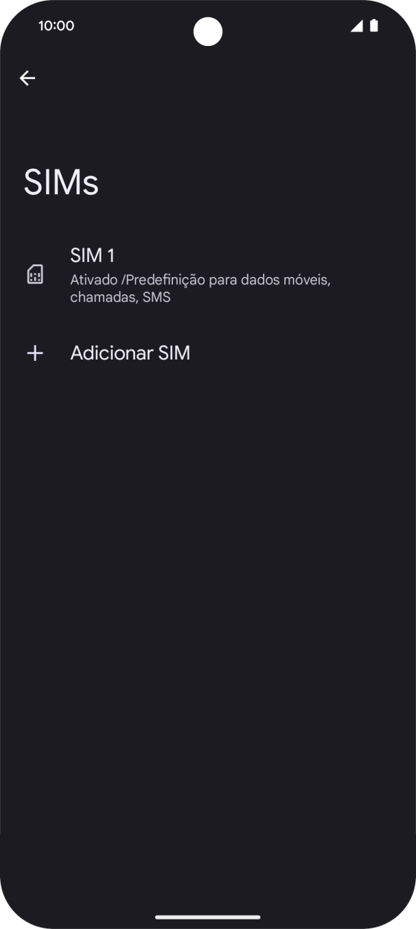 Prima o nome do cartão SIM.