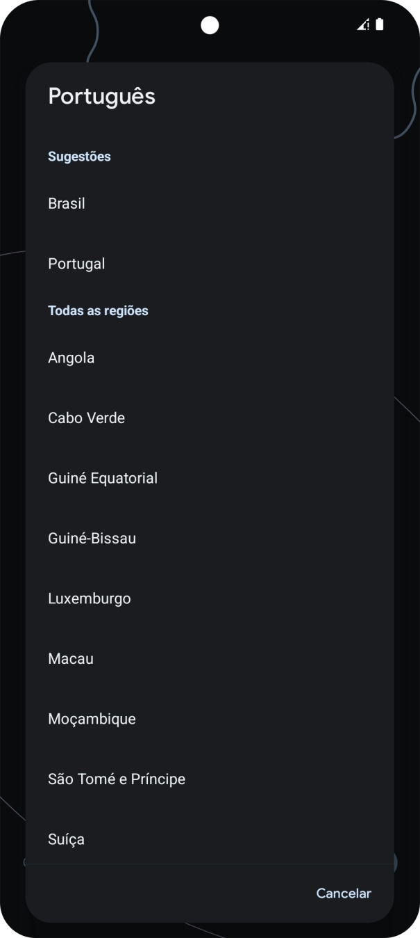 Prima a área ou país pretendido.