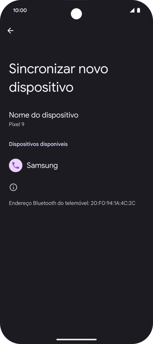 Prima o dispositivo Bluetooth pretendido e siga as indicações no ecrã para emparelhar o dispositivo pretendido com o telefone.