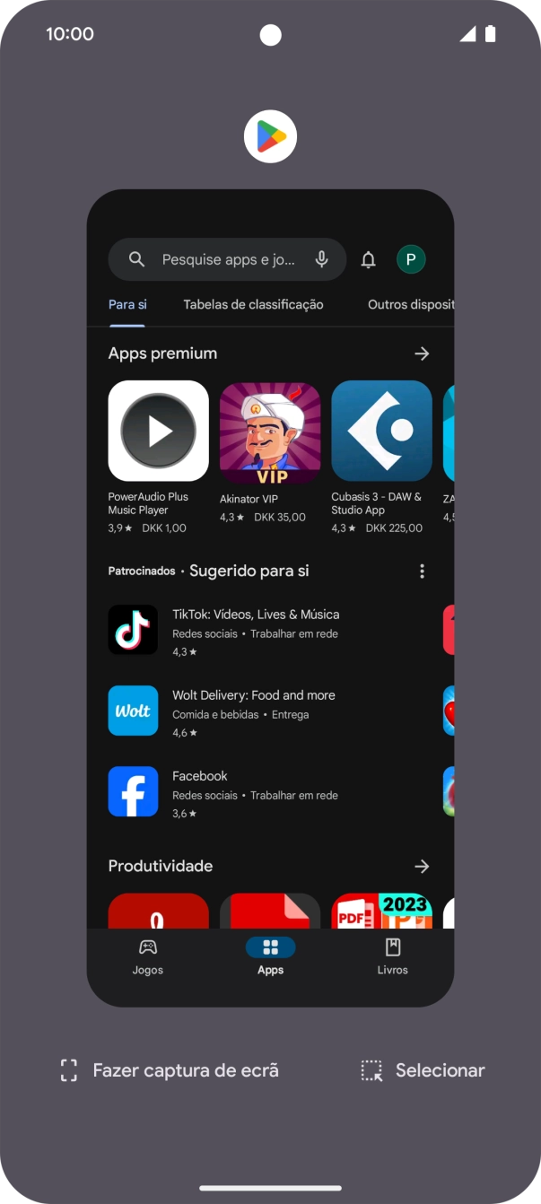 Para terminar uma aplicação em curso, deslize o dedo para cima na aplicação pretendida.