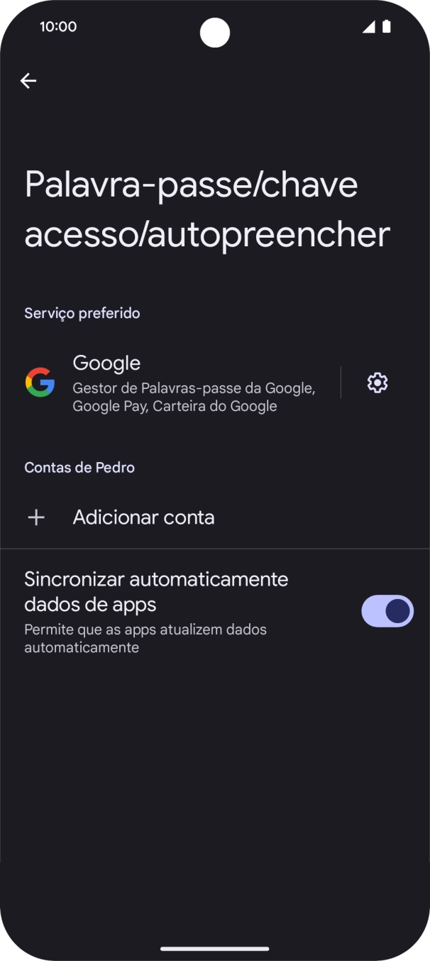 Prima Adicionar conta.