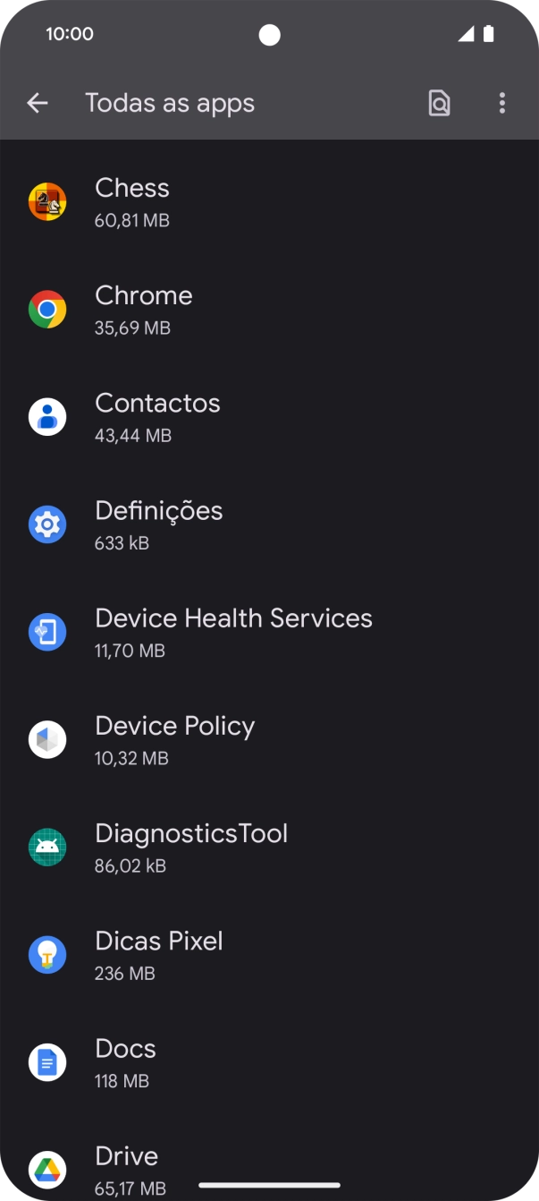 Prima a app pretendida.