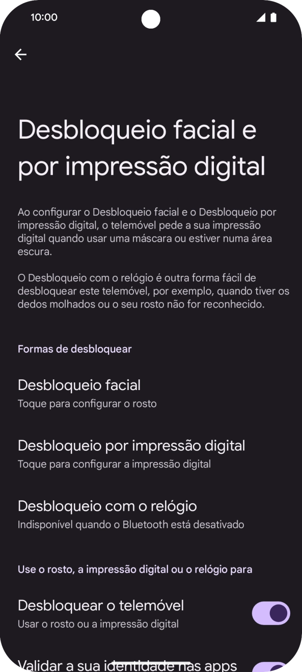 Prima Desbloqueio por impressão digital.