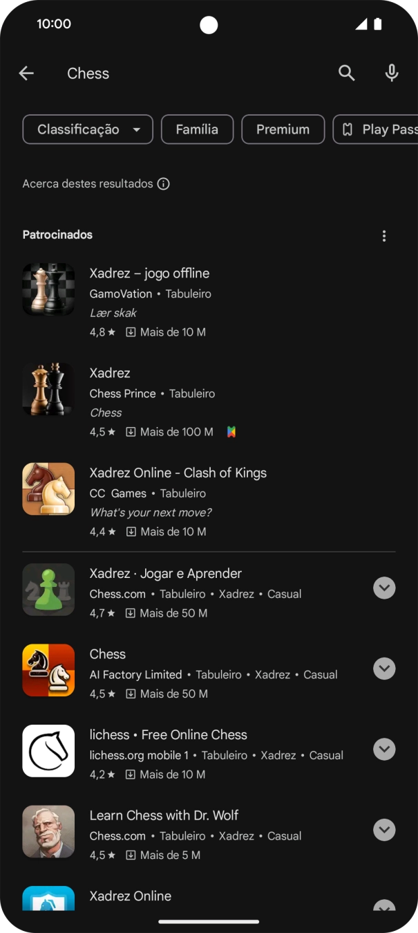Prima a app pretendida.