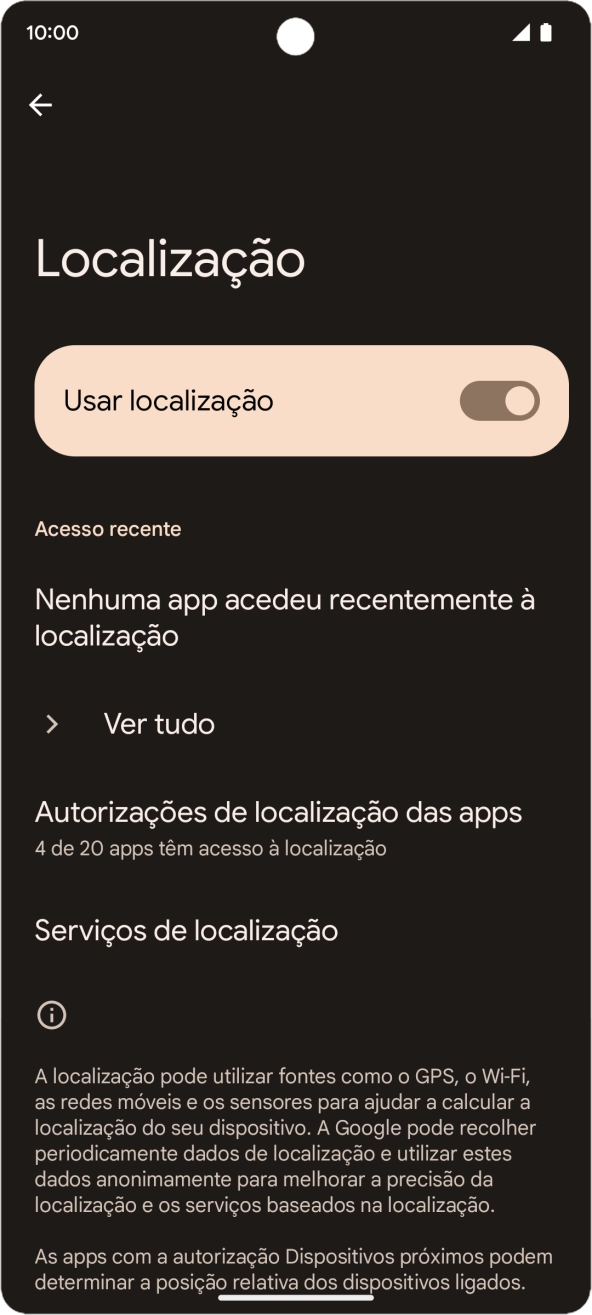Prima Autorizações de localização das apps.