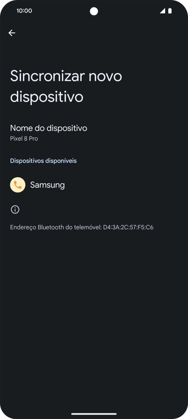 Prima o dispositivo Bluetooth pretendido e siga as indicações no ecrã para emparelhar o dispositivo pretendido com o telefone.