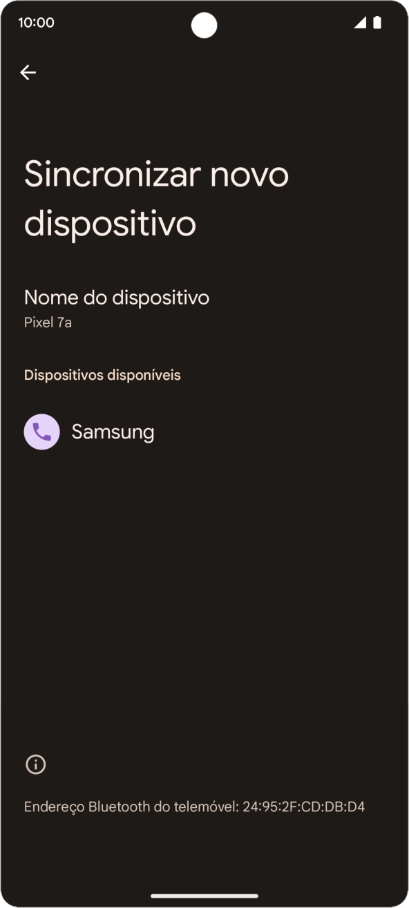 Prima o dispositivo Bluetooth pretendido e siga as indicações no ecrã para emparelhar o dispositivo pretendido com o telefone.