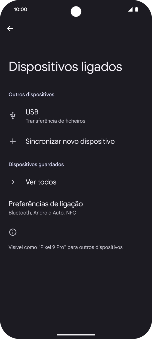 Prima Sincronizar novo dispositivo.