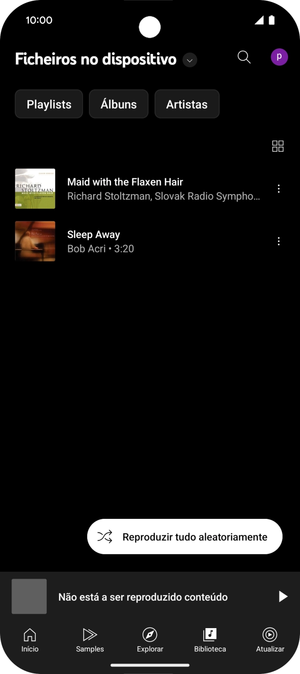 Prima o ficheiro de música pretendido.