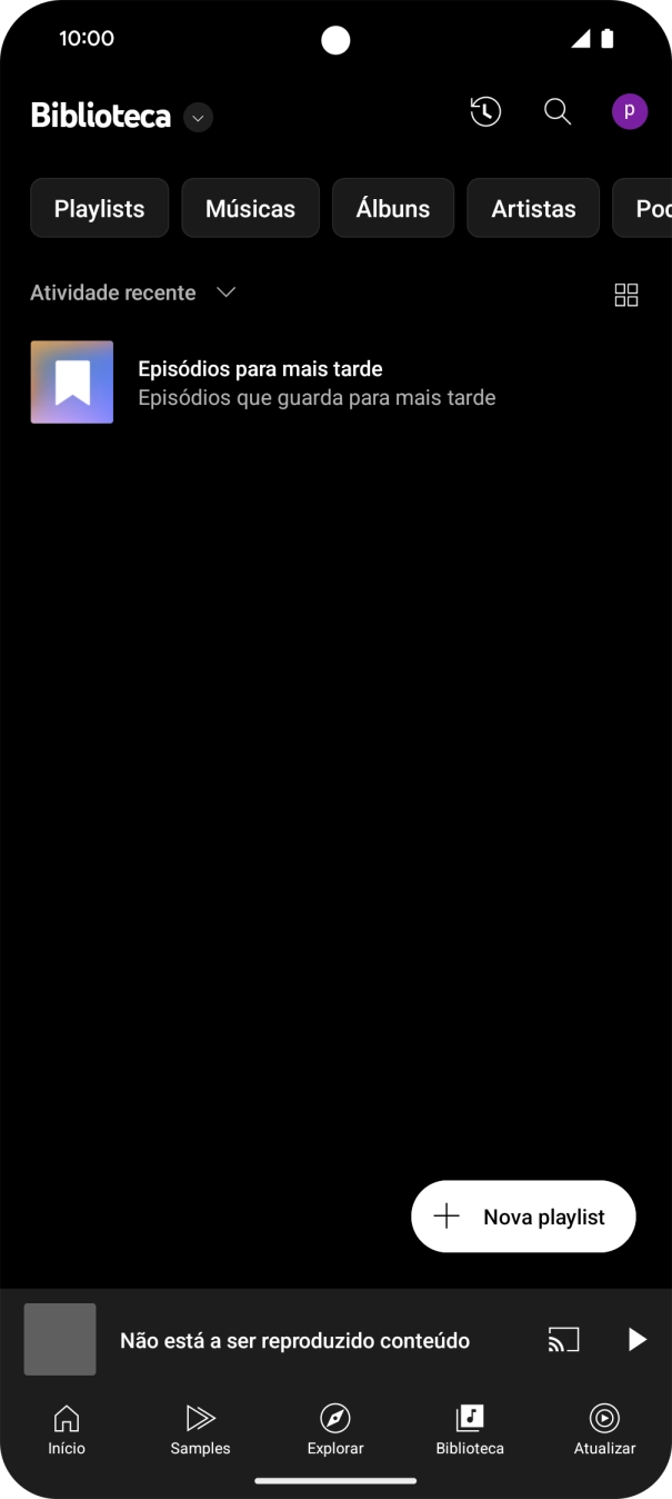 Prima a lista suspensa.