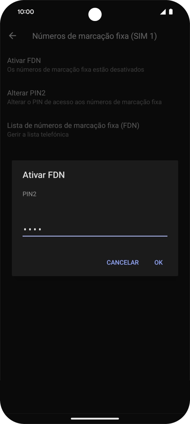 Introduza o código PIN2 e prima OK.
