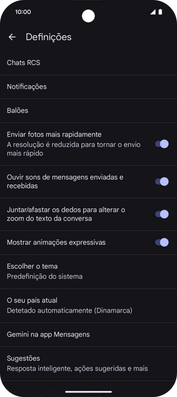 Prima Gemini na app Mensagens.
