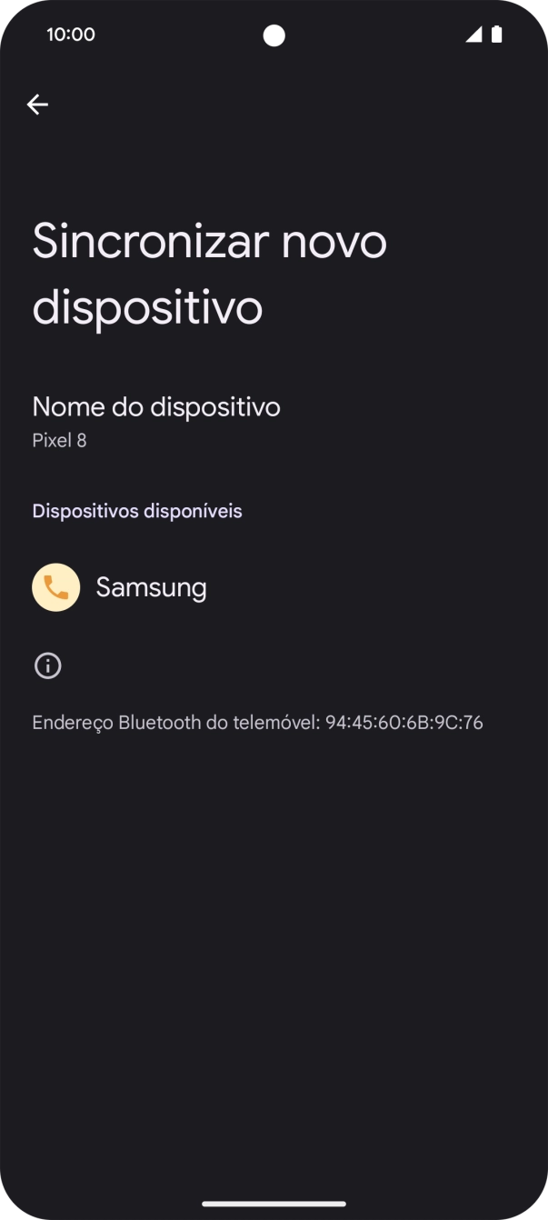 Prima o dispositivo Bluetooth pretendido e siga as indicações no ecrã para emparelhar o dispositivo pretendido com o telefone.