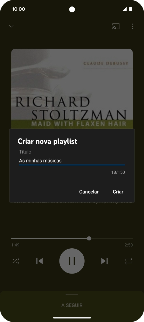 Introduza o nome pretendido para a lista de reprodução e prima Criar.