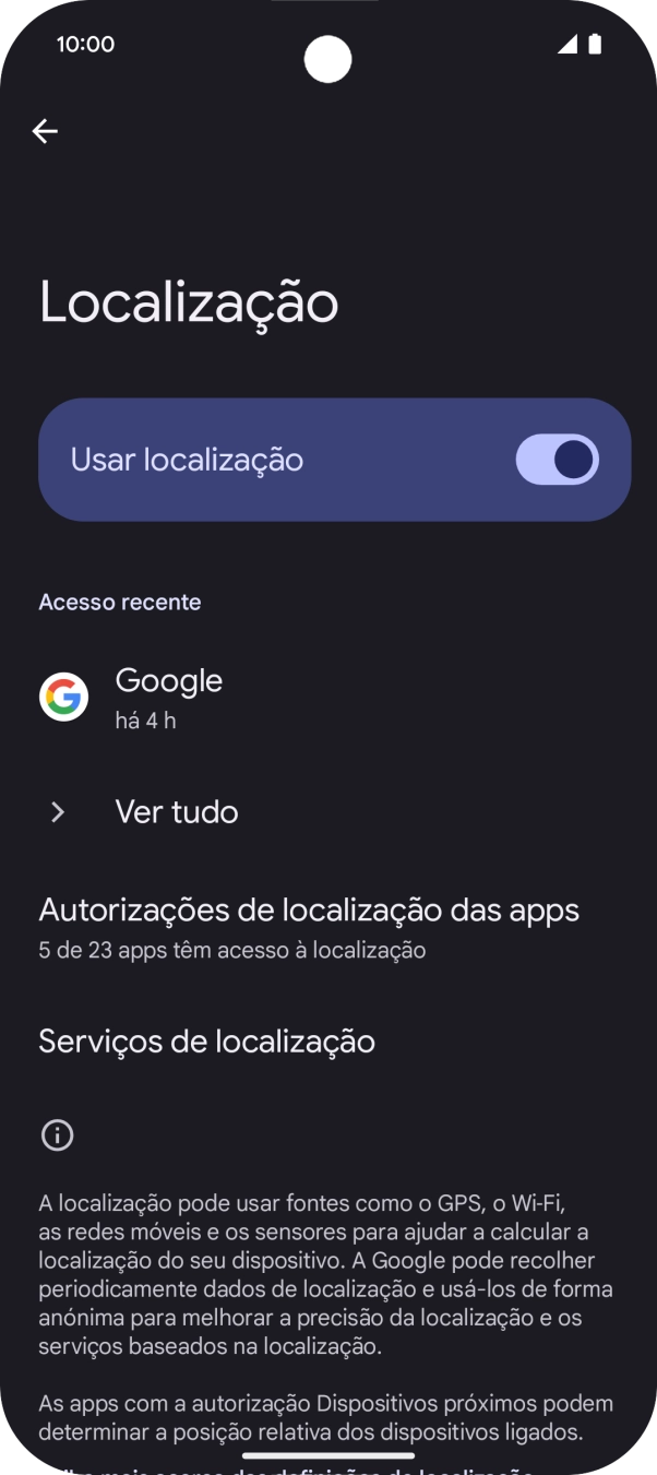 Prima Autorizações de localização das apps.