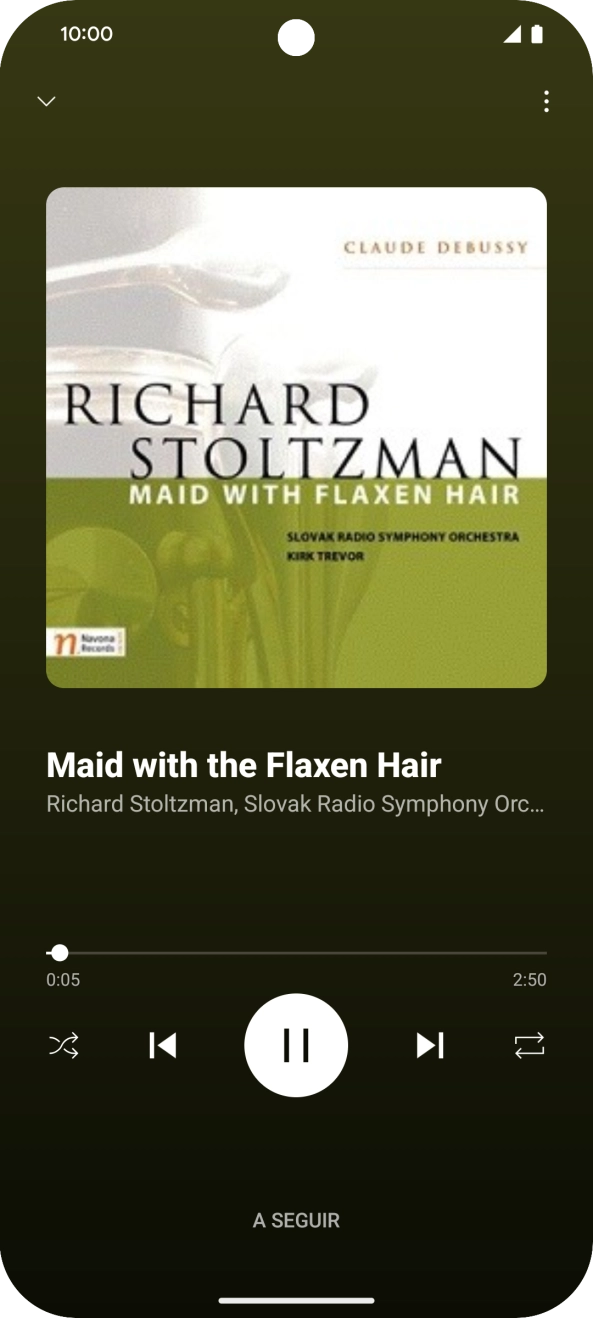 Prima a seta para a direita para ir para o ficheiro de música seguinte.