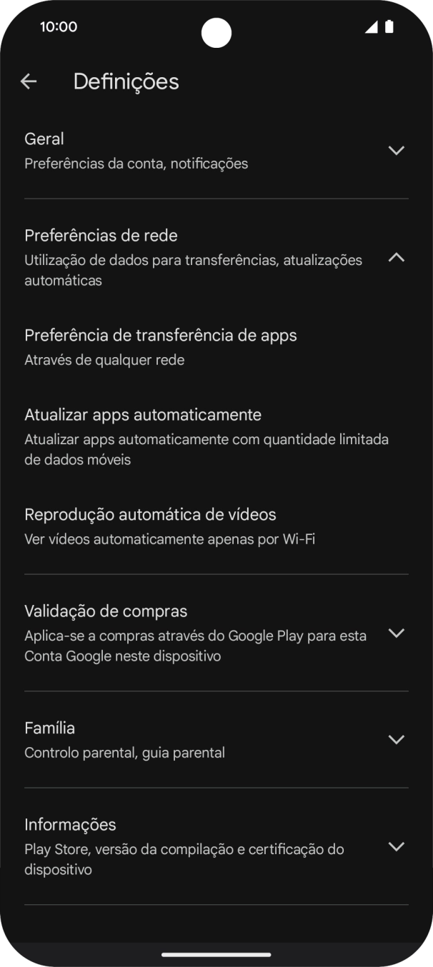 Prima Atualizar apps automaticamente.