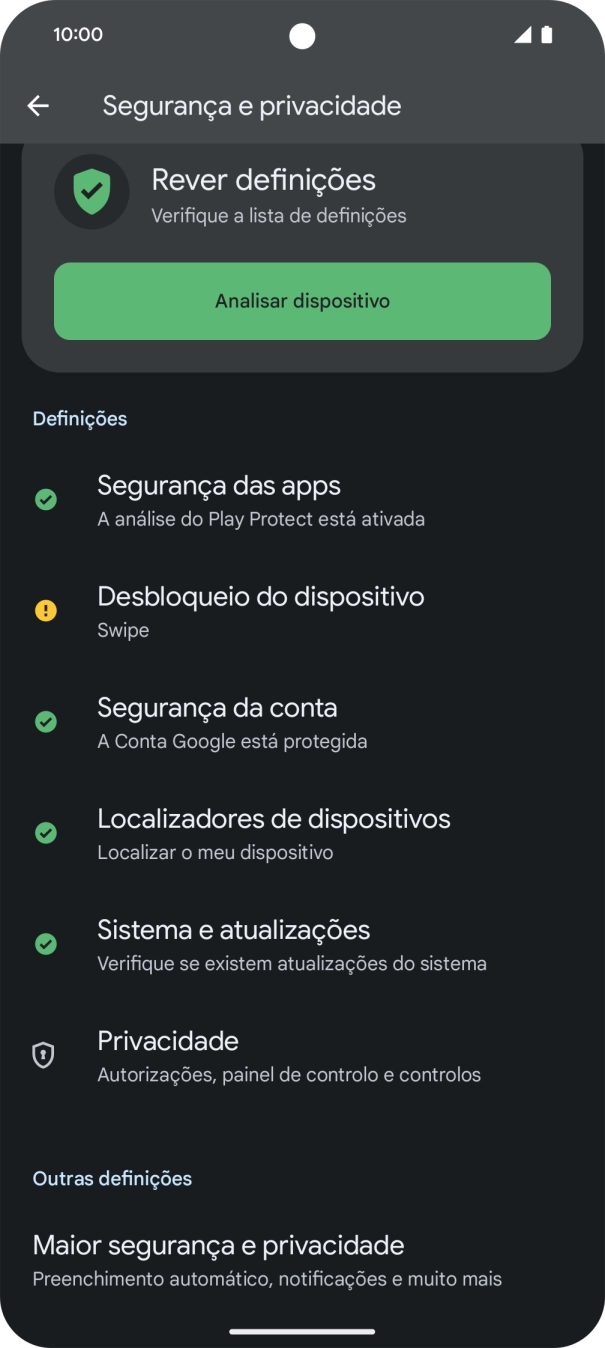 Prima Desbloqueio do dispositivo.