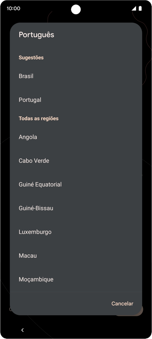Prima a área ou país pretendido.