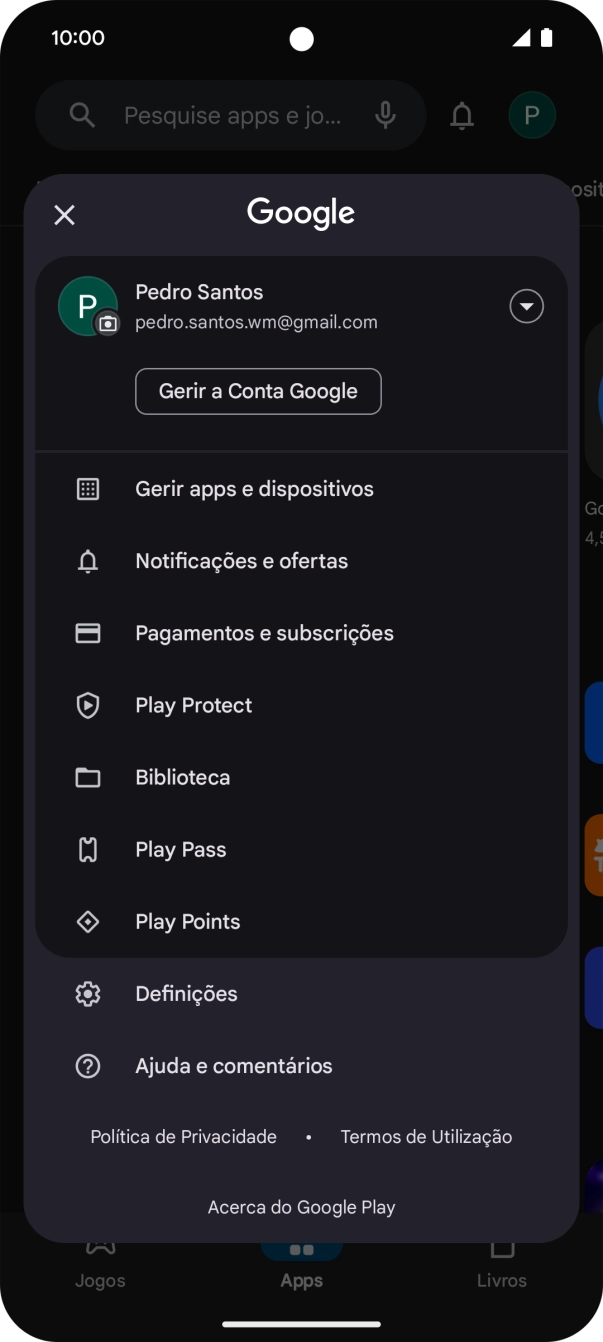 Prima Gerir apps e dispositivos.