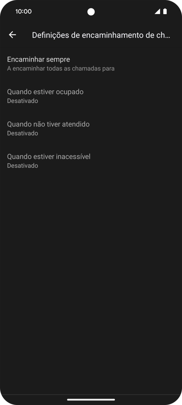 Prima o tipo de desvio pretendido.