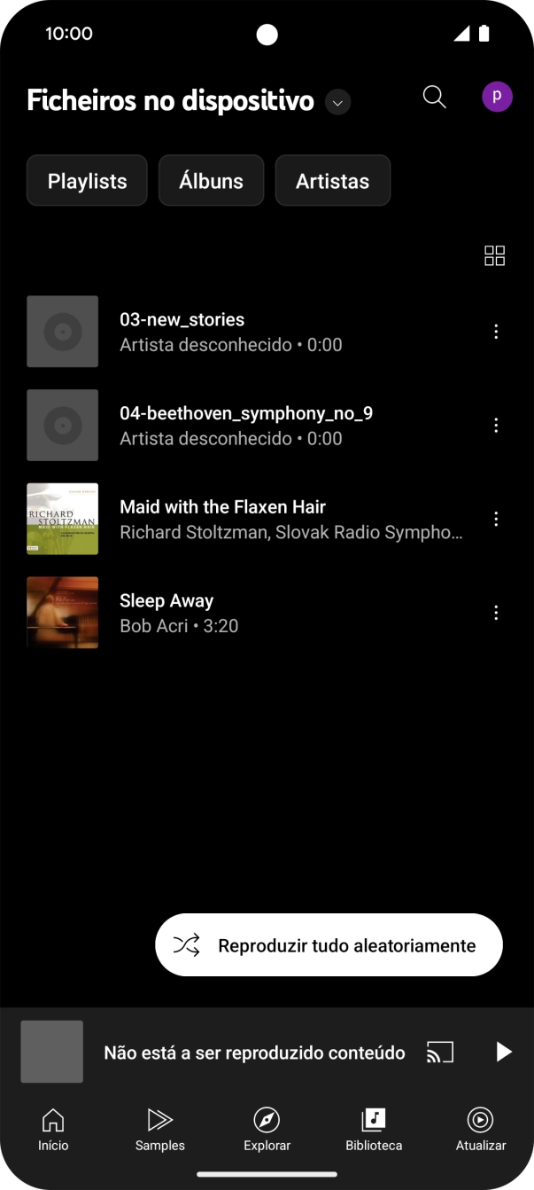 Prima o ficheiro de música pretendido.