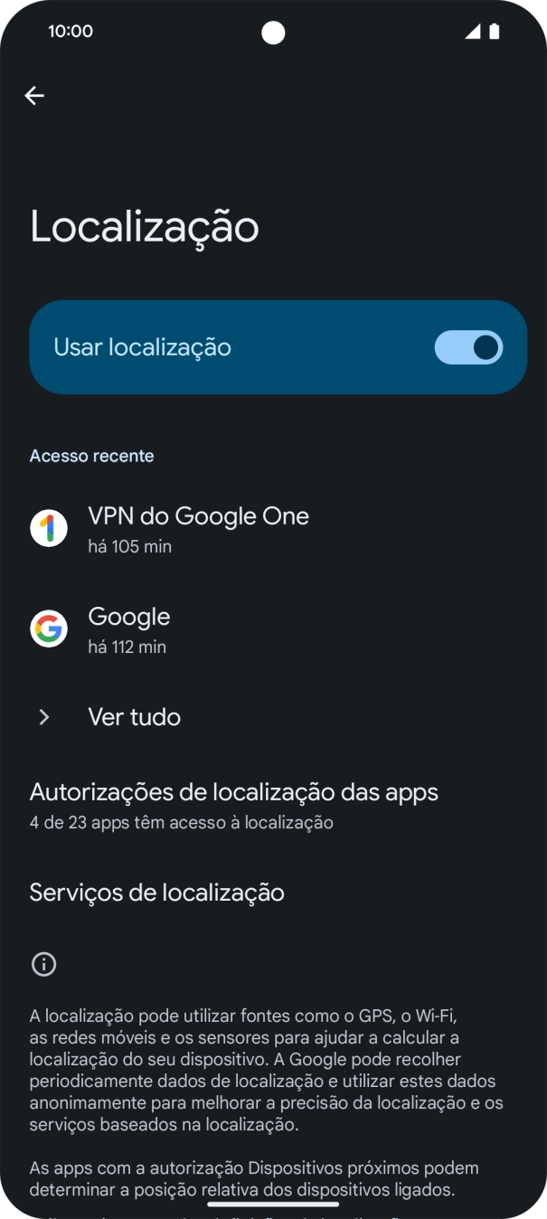 Prima Autorizações de localização das apps.