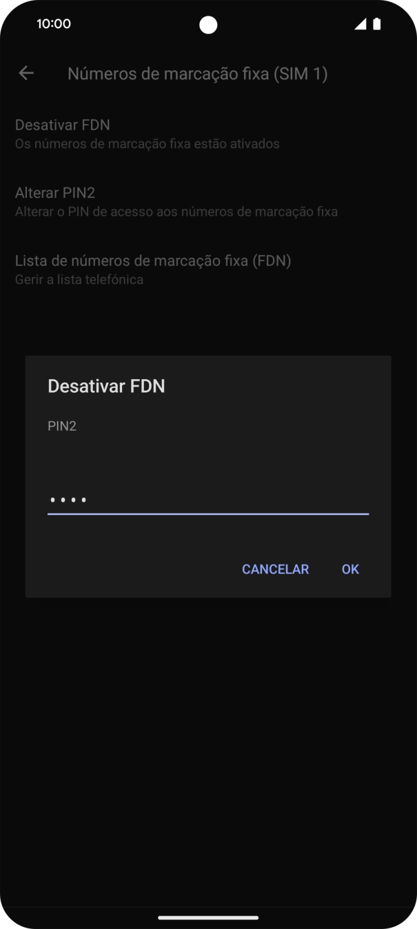 Introduza o código PIN2 e prima OK.