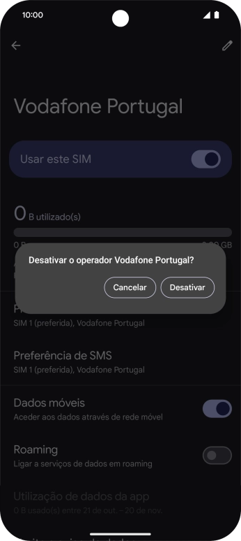 Se desativar a utilização do plano, deve premir Desativar.