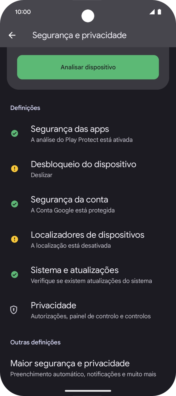 Prima Desbloqueio do dispositivo.