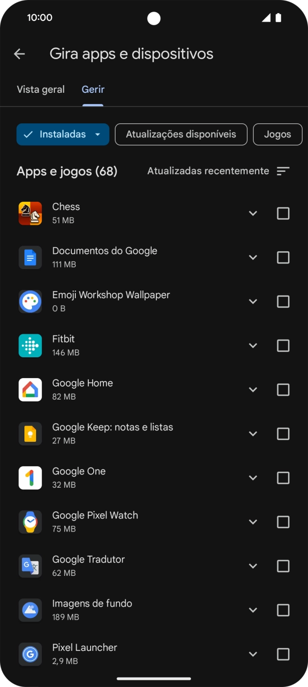 Prima a app pretendida.
