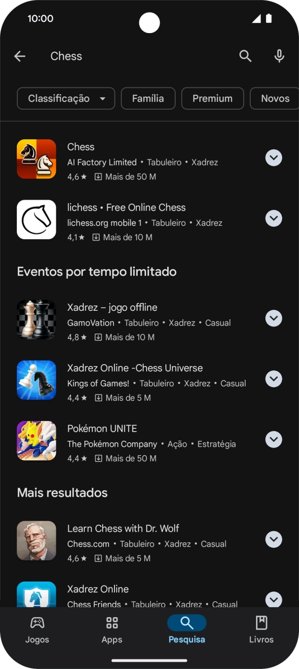 Prima a app pretendida.