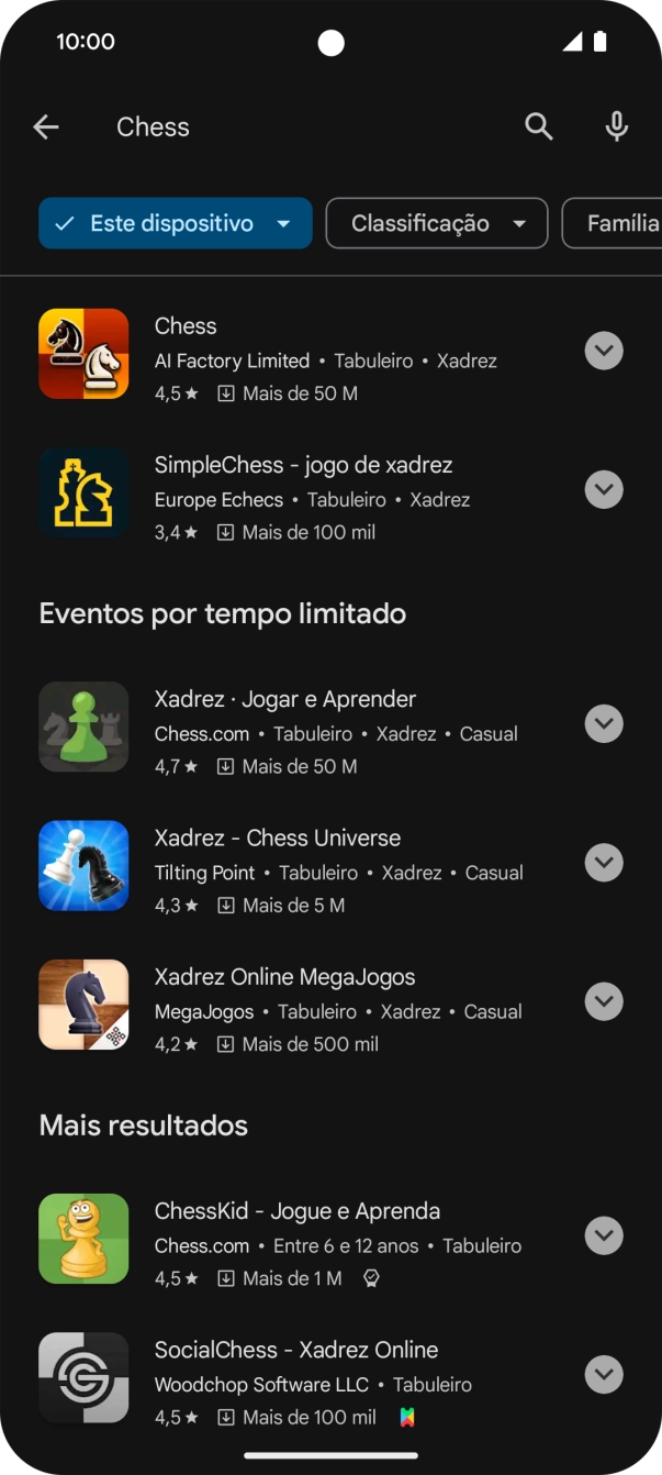 Prima a app pretendida.