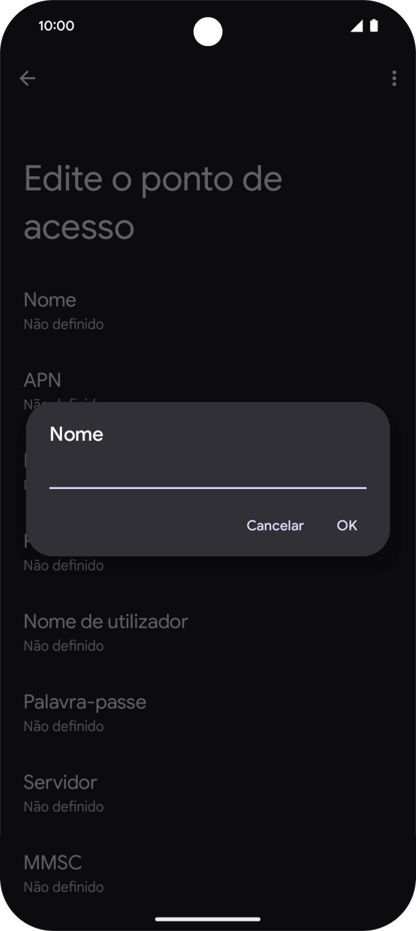 Introduza Vodafone Internet e prima OK.