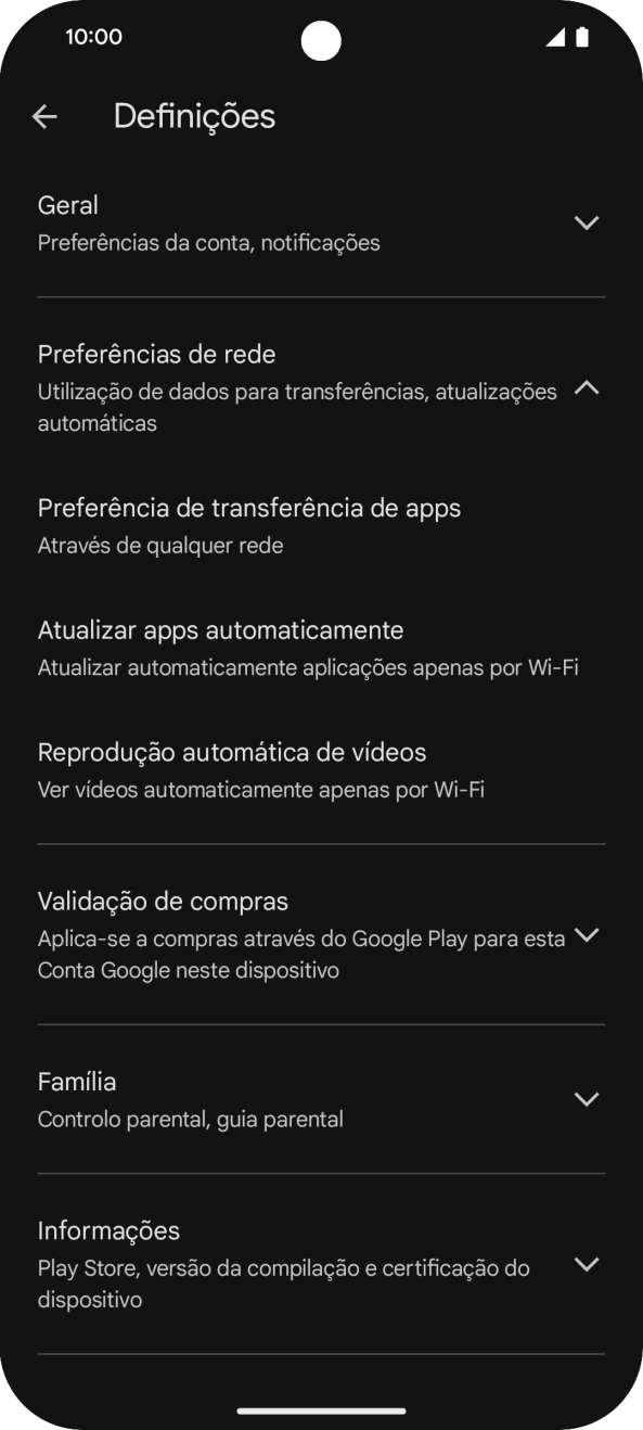 Prima Atualizar apps automaticamente.