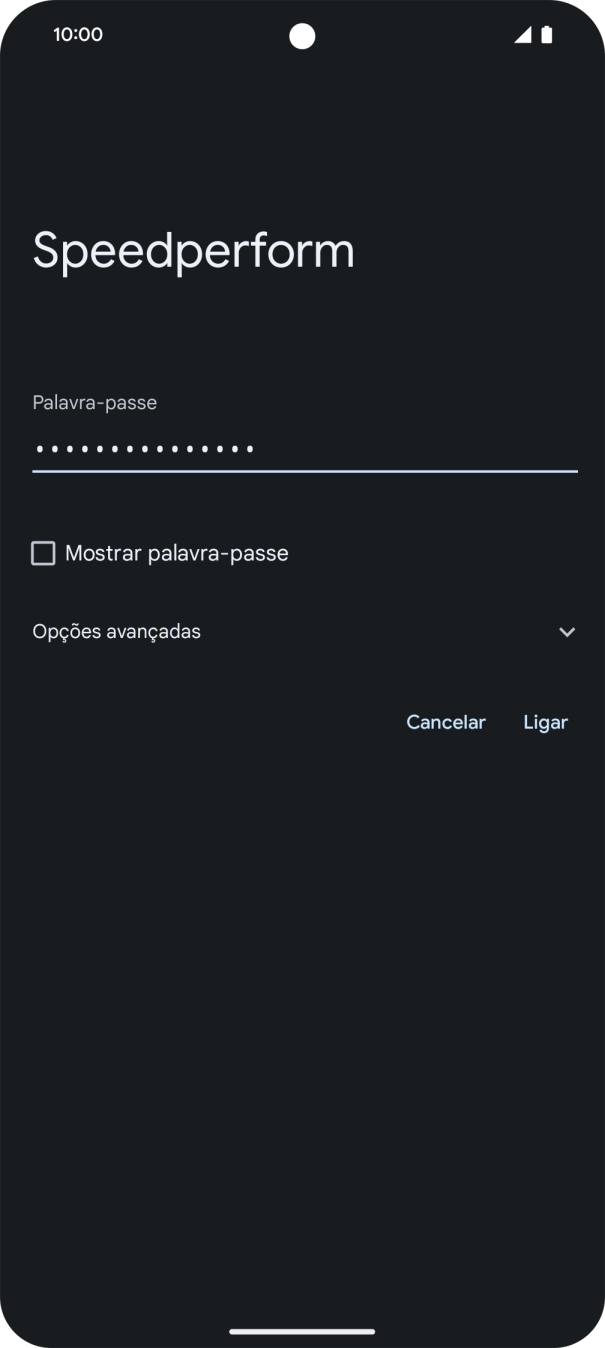 Introduza a password da rede Wi-Fi e prima Ligar.