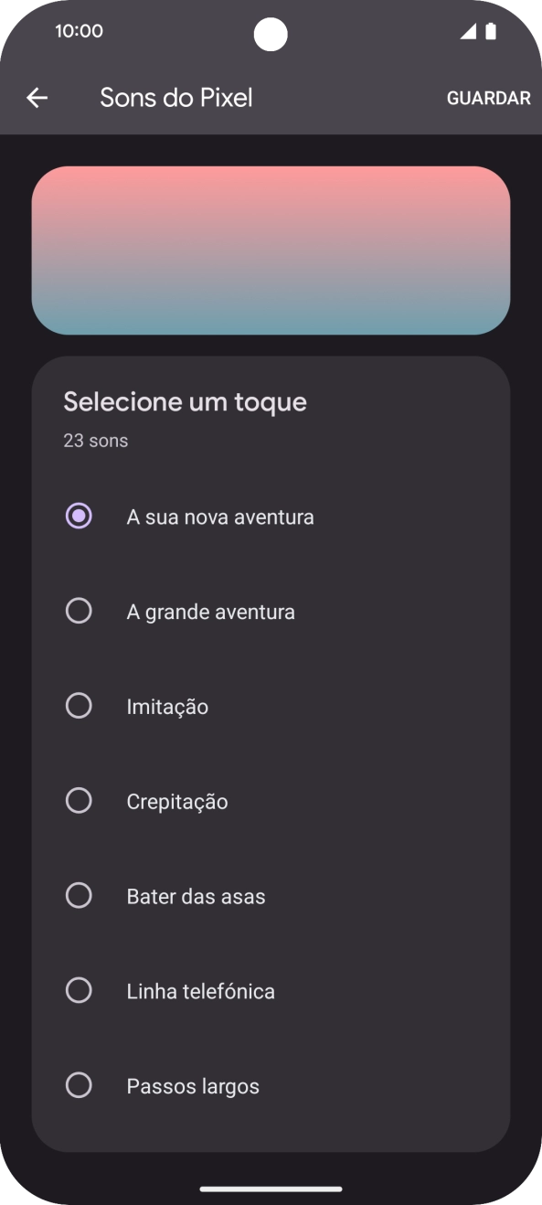 Prima os tons de toque pretendidos para os ouvir.